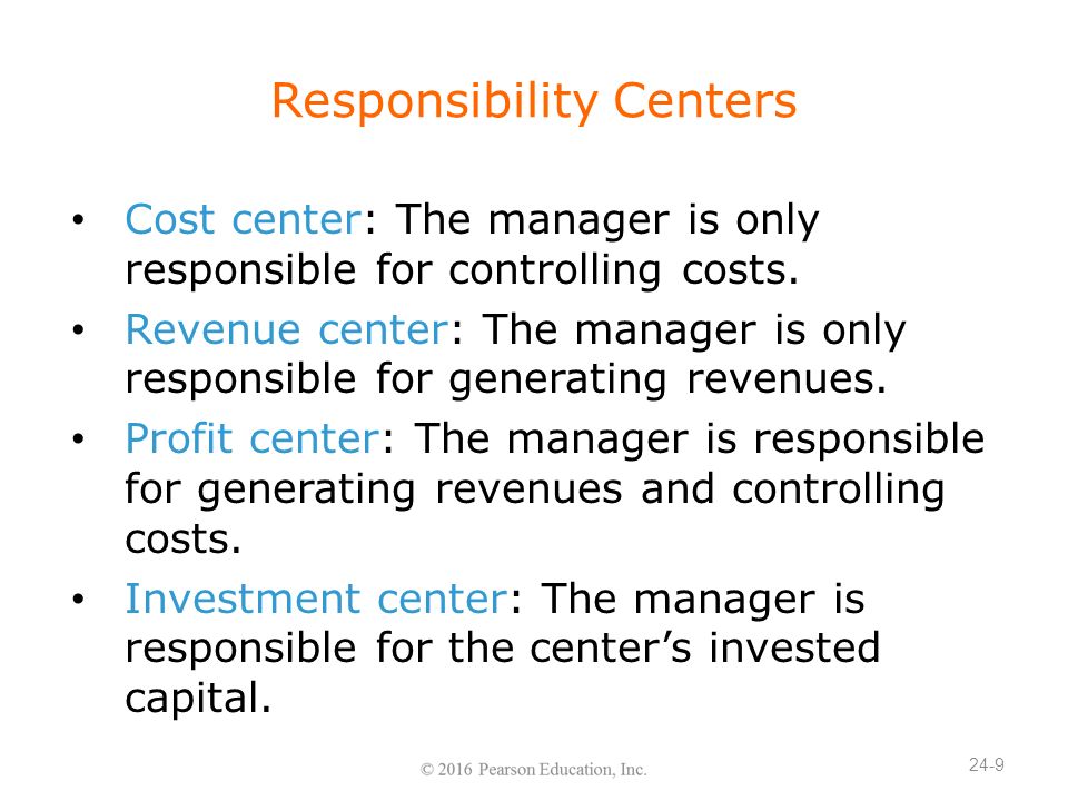 cost revenue profit and investment centers